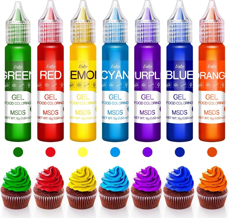 Limino Gel Food Coloring - Rainbow Edible Gel Food Color Dye Set (7 x 15g) for Baking and Crafts - Image 2
